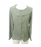 マジェスティックレゴン MAJESTIC LEGON 長袖 シャツ ブラウス 総柄 クルーネック 薄手 Mサイズ 緑 グリーン ■TC