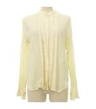 マーガレットハウエル MARGARET HOWELL コットンシルク プリーツ シャツ 長袖 薄手 ブラウス カットソー 2 ベージュ ■TC