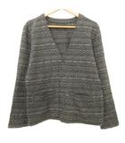 ジャガード ニット カーディガン フェアアイル ボーダー カットソー 2 ダークグレー ■TC