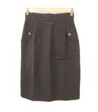 ロートレアモン LAUTREAMONT コットンナイロン ひざ丈 スカート 36 紺 ネイビー ■TC