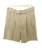 ユナイテッドアローズ UNITED ARROWS H BEAUTY&YOUTH シルク ハーフ ショートパンツ 無地 ベルト付き 薄手 Lサイズ ベージュ ■TC