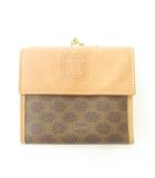 セリーヌ CELINE マカダム 二つ折り がま口 レザー ウォレット 財布 M/96 イタリア製 茶 ブラウン ☆AA★