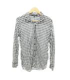 ジョンブル JOHNBULL ギンガムチェック シャツ 長袖 コットン 日本製 Sサイズ 紺 ネイビー ■TC