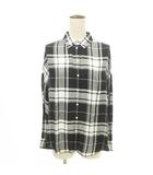 タグ付き チェック シャツ 長袖 XSサイズ 白黒 モノトーン ■TC