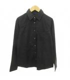 シルク混 長袖 シャツ 長袖 無地 ラウンド 薄手 フリーサイズ 黒 ブラック ■TC