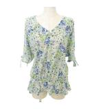 花柄 フラワー ブラウス 半袖 ボタン 薄手 フリーサイズ マルチカラー ■TC