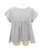 ストライプ ブラウス 半袖 フレア Mサイズ 青 ブルー ■TC