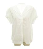 ブラウス フレンチスリーブ 無地 Vネック スリット 薄手 38 Mサイズ 白 ホワイト ■TC