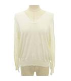 アダムエロペ Adam et Rope' ニット カットソー シルク混 長袖 Vネック 無地 薄手 38 Mサイズ アイボリー ■TC