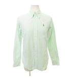 ラルフローレン RALPH LAUREN ストライプ ボタンダウン シャツ 長袖 ワンポイント ロゴ 2 Mサイズ 緑 グリーン