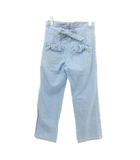 美品 バックリボン デニム ジーンズ ボタンフライ 日本製 34 ライトインディゴ ■TC