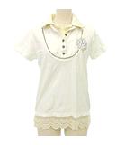 ポロシャツ 半袖 フェイクレイヤード 裾クロシェ フリー 白 ホワイト /MKS A0225