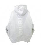 シュプリーム SUPREME 国内正規 サテン アップリケ スウェット フーディー パーカー 裏起毛 XL グレー ☆AA★ A0220