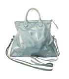 バリー BALLY 2WAY レザー ハンドバッグ ショルダー取り外し可能 ターコイズブルー ■GY47