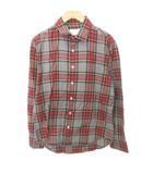 エディフィス EDIFICE チェック シャツ 長袖 ラウンド 薄手 46 Mサイズ 赤 レッド