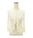 ニット カーディガン ボレロ 長袖 フリル Lサイズ アイボリー /MKS