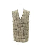 美品 ツイード ジレ ベスト 23-011-400-9050-3-0 茶 ブラウン系