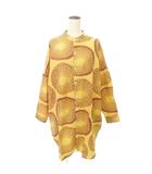 アミナ Amina ビッグシルエット 総柄 チュニック シャツ 長袖 薄手 フリーサイズ 黄色 イエロー