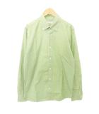 ボタンダウン シャツ 長袖 チェック 薄手 Lサイズ 緑 グリーン ■YHS8