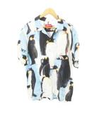 20AW Penguins Rayon スキッパー シャツ ブラウス 半袖 Lサイズ マルチカラー ★AA★