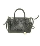 フルラ FURLA クロコ型押し 2WAY ショルダーバッグ レザー イタリア製 黒 ブラック