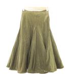 ヴィンテージ フレア ベロア スカート ロング Aライン 6 カーキ ■GY47