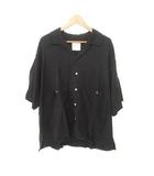 フリークスストア FREAKS STORE 美品 半袖 スキッパー シャツ ブラウス Lサイズ 黒 ブラック