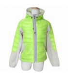 ミズノ MIZUNO +me 中綿 ジャケット フリース 切替 フーディー ジップアップ スポーツウェア ロゴ ワンポイント S ネオンイエロー オフホワイト X