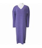 ナゴンスタンス nagonstans 18AW リブニットワンピース ロング 長袖 厚手 Vネック ドロップショルダー 36 S相当 紫 パープル X