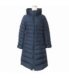 ユニクロ UNIQLO 22AW ウルトラライトダウンロングコート 211-450450 小さいサイズ ジップアップ 2WAY フード脱着 スタンドカラー XS 紺 ネイビー X