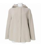エフデ ef-de 19AW ショート コート 2way フード ノーカラー ジップアップ ウール 7 S相当 ベージュ X