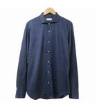 バーニーズニューヨーク BARNEYS NEW YORK シャツ 長袖 無地 L 紺 ネイビー X