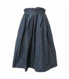 ジルサンダー JIL SANDER ネイビー NAVY 美品 小さいサイズ 17SS スカート ひざ丈 タックフレア ハリ感 34 XS相当 黒 ブラック X