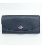 コーチ COACH F54009 クロスグレインレザー ロング ウォレット 長財布 ネイビー