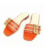 グッチ GUCCI バンブー バックル フラット サンダル ミュール 36 オレンジ