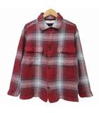 ナノユニバース nano universe LB03 チェックシャツ 668-2220213 長袖 ウール混 厚手 L 赤系 X