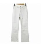 ルーニィ LOUNIE 美品 デニムパンツ ジーンズ セミフレア カットオフ ストレッチ 生成り 36 S相当 X