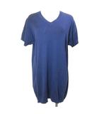 マーガレットハウエル MARGARET HOWELL ニット ロング カットソー 半袖 薄手 Vネック 無地 紺 ネイビー X