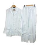  Villa Delmitia Milano ヴィラデルミティア ミラノ タグ付き シルク ナイトウエア パジャマ ストライプ 長袖 ロングパンツ 前開き イタリア製 M-50 ブルー系 X