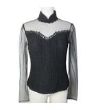 collection プルオーバー トップス ブラウス レース パワーネット 長袖 ハイネック 9 M相当 黒 ブラック /X