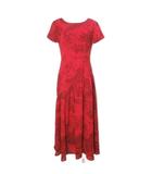 collection 美品 ジョーゼットワンピース ロング 半袖 花柄 ペイズリー柄 7 S相当 赤 レッド /X