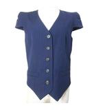 マークジェイコブス MARC JACOBS ストライプジャケット 半袖 ラメ 切替 シンチバック 6 日本サイズM相当 紺 ネイビー /X