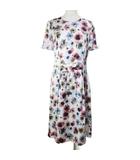 フラワープリントワンピース ミモレ丈 半袖 花柄 ウエストリボン 38 M相当 マルチカラー /X