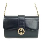 グッチ GUCCI オールドグッチ ヴィンテージ ホースビット チェーン ショルダーバッグ ダークネイビー ゴールド