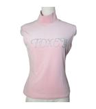 フォクシーニューヨーク FOXEY NEW YORK ベロアトップス カットソープルオーバー ノースリーブ 17115 ハイネック ロゴ スタッズ 38 S相当 ピンク /X