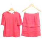 アドーア ADORE リネン レーヨン スカート スーツ セットアップ プルオーバー ブラウス トップス 38 ピンク