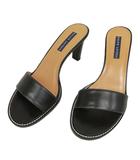 ラルフローレン RALPH LAUREN 美品 ヒール サンダル ミュール レザー 7.5 B ブラック