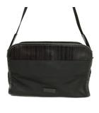 ポールスミス PAUL SMITH ストライプ型押し ショルダーバッグ ナイロン レザー ブラック