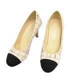 シャネル CHANEL G33734 ココマーク ツイード ハイヒール パンプス 35 ホワイト系