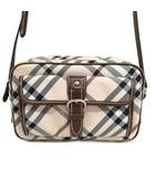 バーバリーブルーレーベル BURBERRY BLUE LABEL ノバチェック ミニ ショルダーバッグ キャンバス レザー ライトピンク系